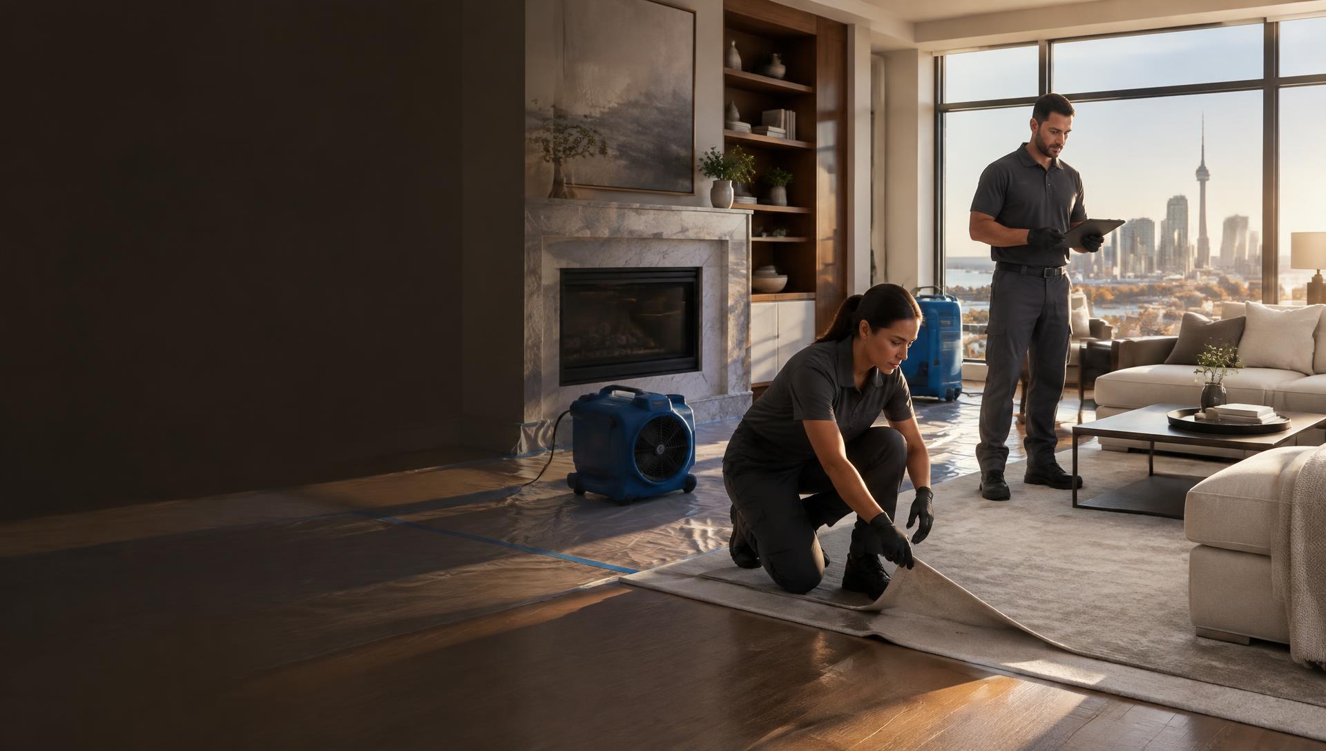Professional restoration crew protecting a Toronto home